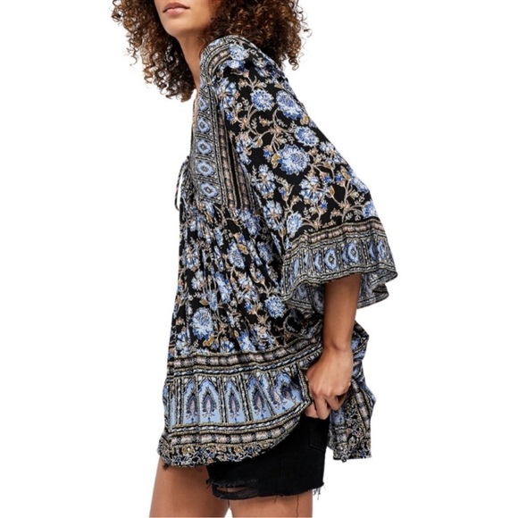 Free People Moonlight Dance Boho Tunic Top Multicolor Bell Sleeve Size XS - Picture 1 of 16